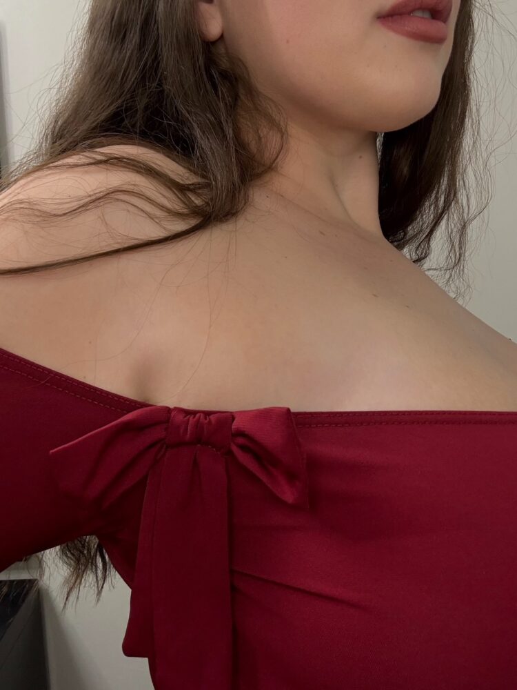 Be Cute With Bows Bodysuit – κορμάκι plus size σε μπορντό χρώμα, φωτογραφία 3